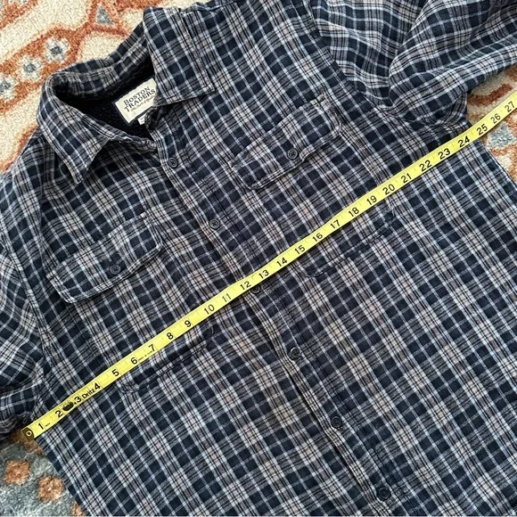Boston Traders Blue Plaid Sherpa Fleece Lined Shacket Flannel Jacket XL Gorpcore - Picture 5 of 6